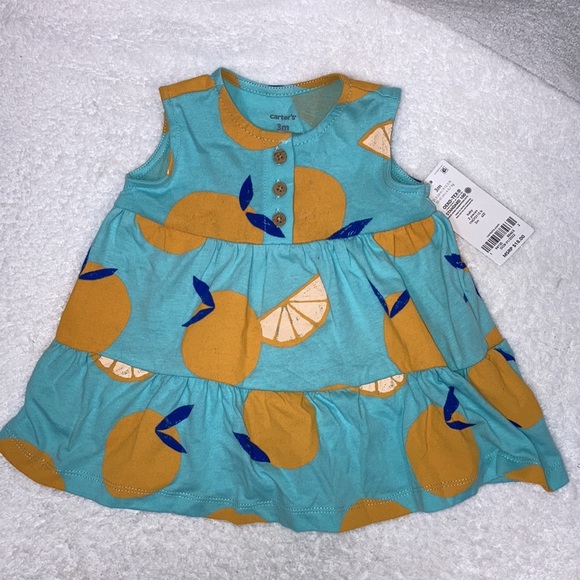 Nwt carters 3m orange sun dress and diaper cover set 100% cotton - Picture 2 of 10